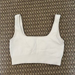 cream white ribbed sports bra